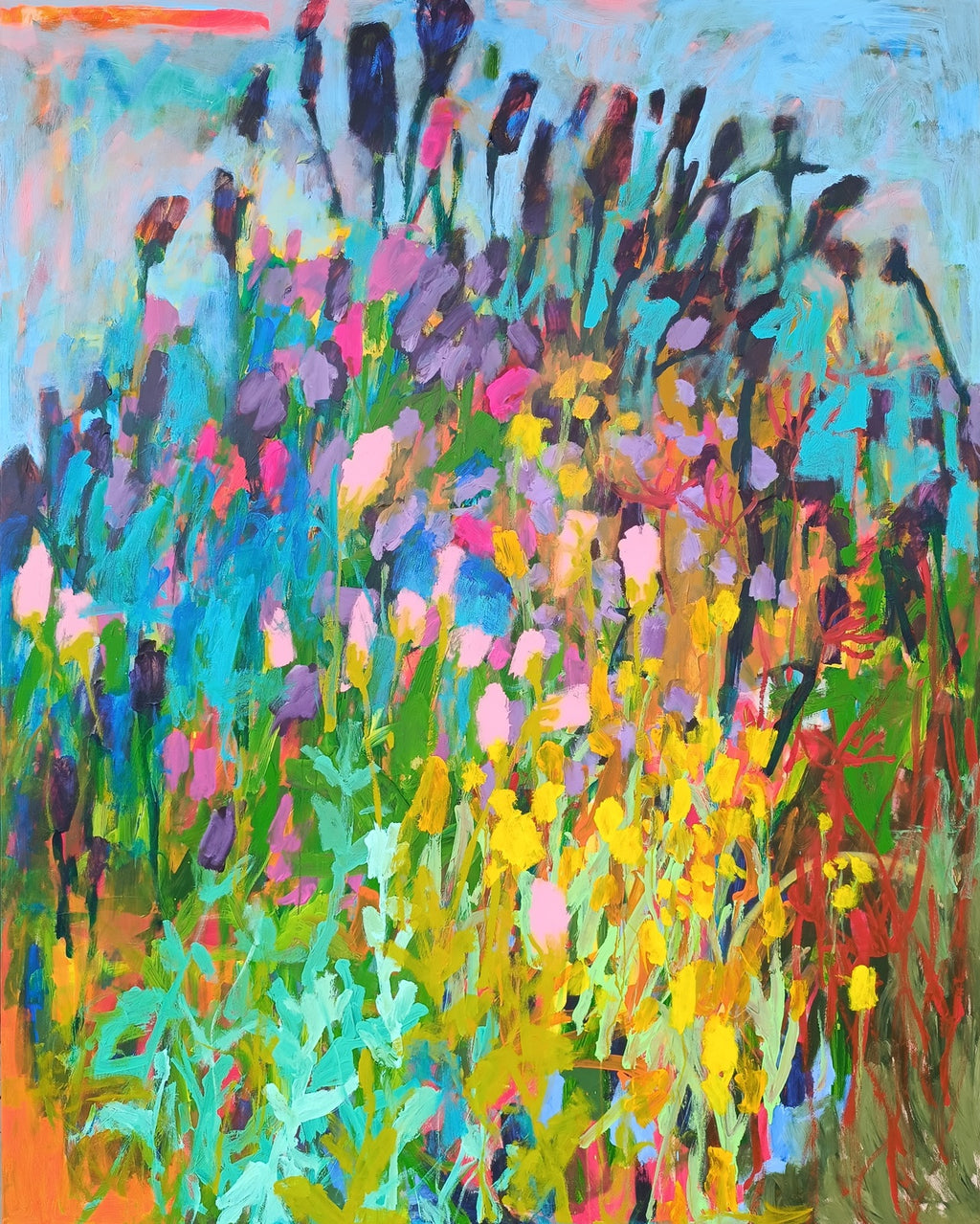 large abstract contemporary floral painting