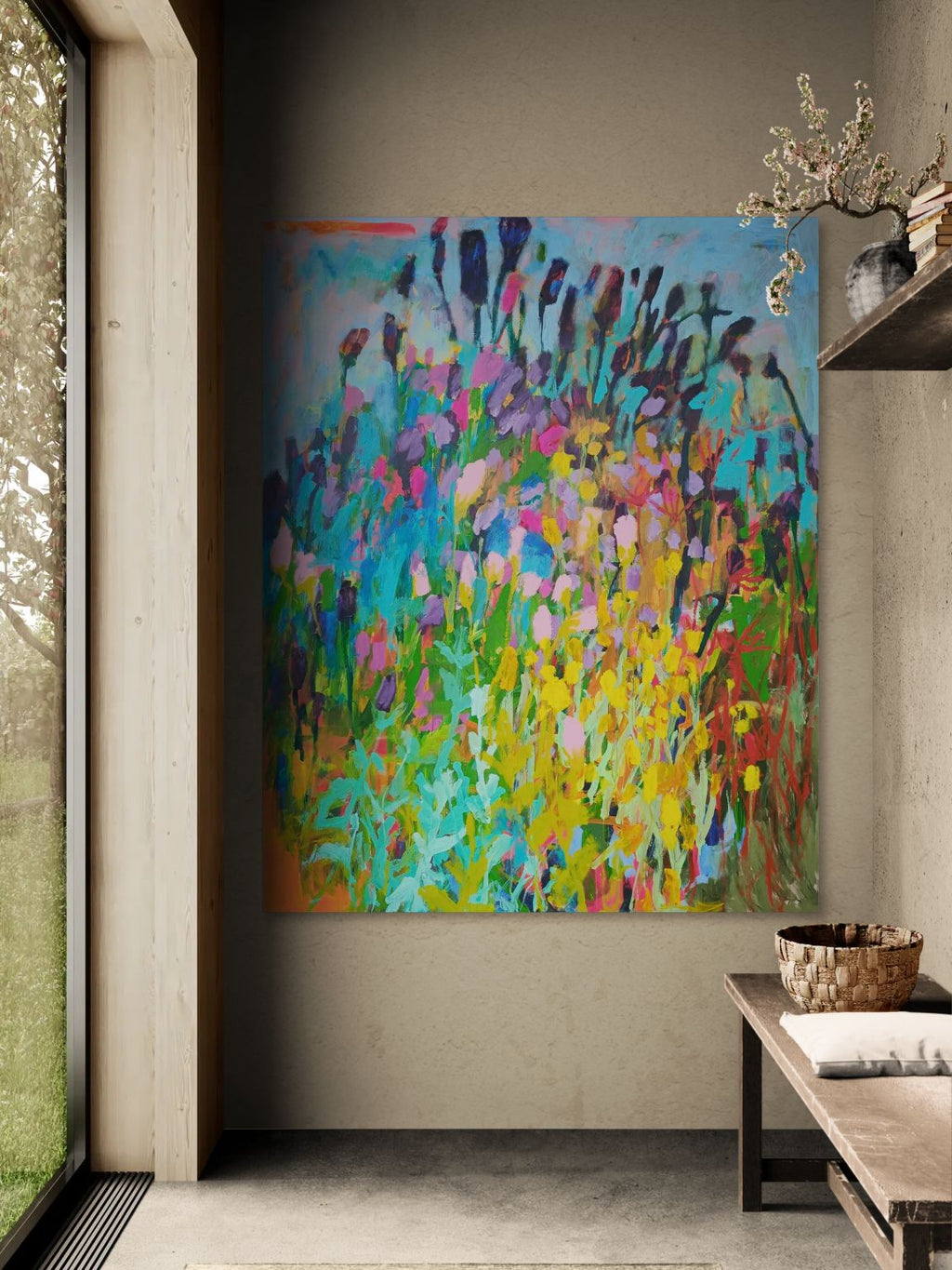 large abstract contemporary floral painting