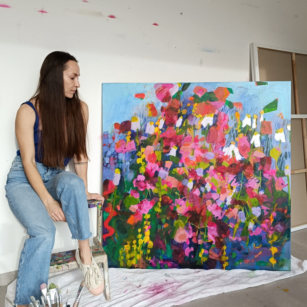 large abstract floral painting