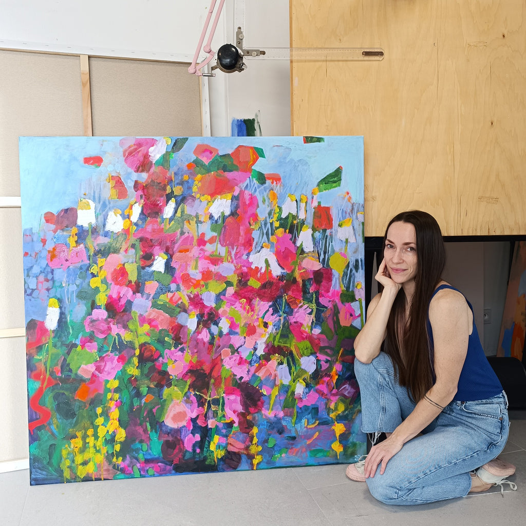 large abstract floral painting