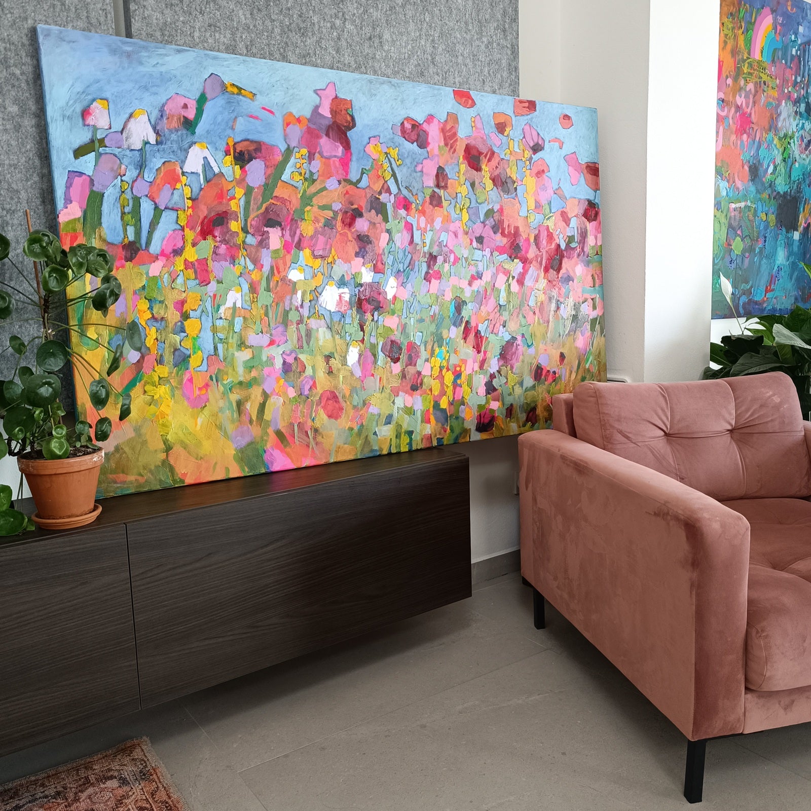 large abstract floral painting