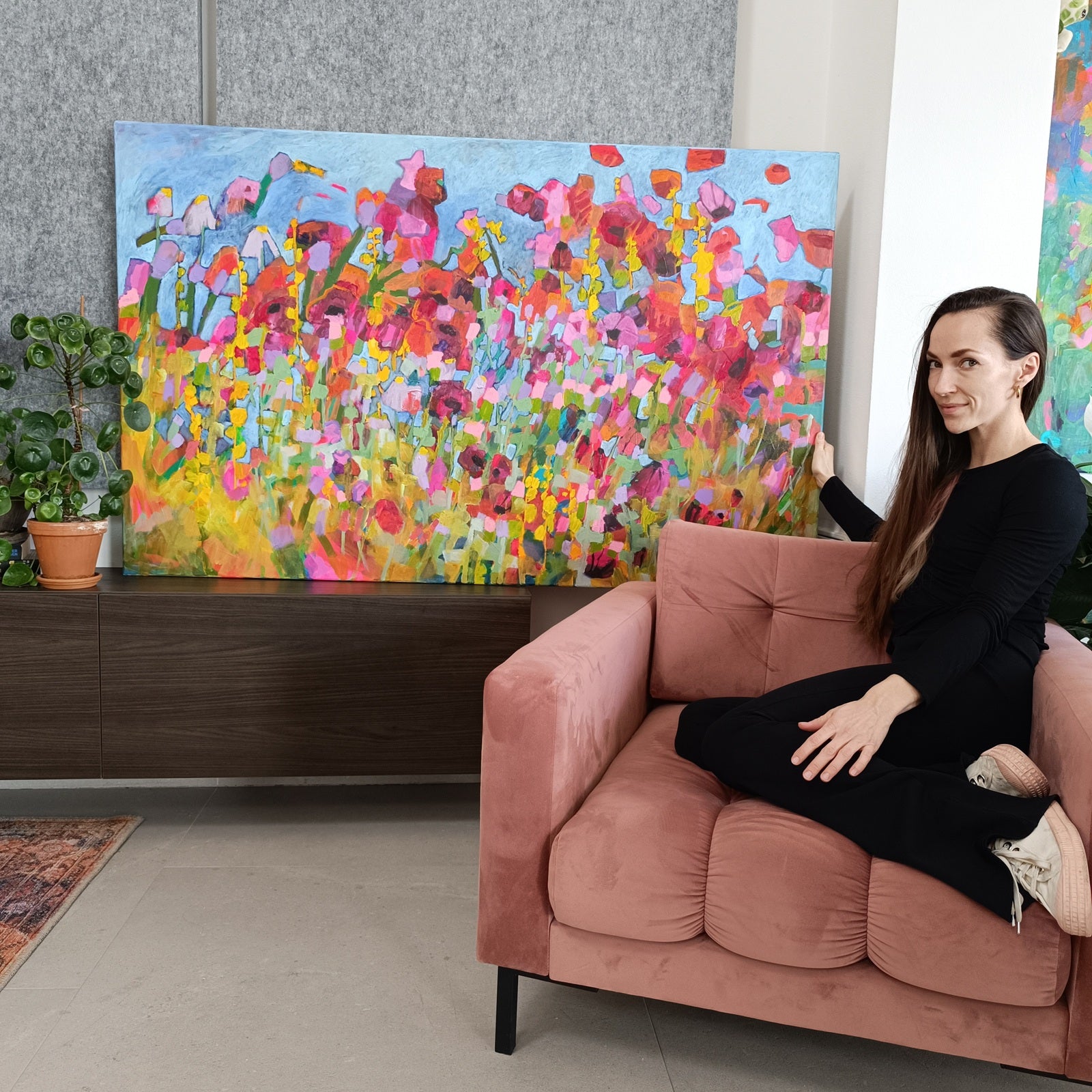 large abstract floral painting