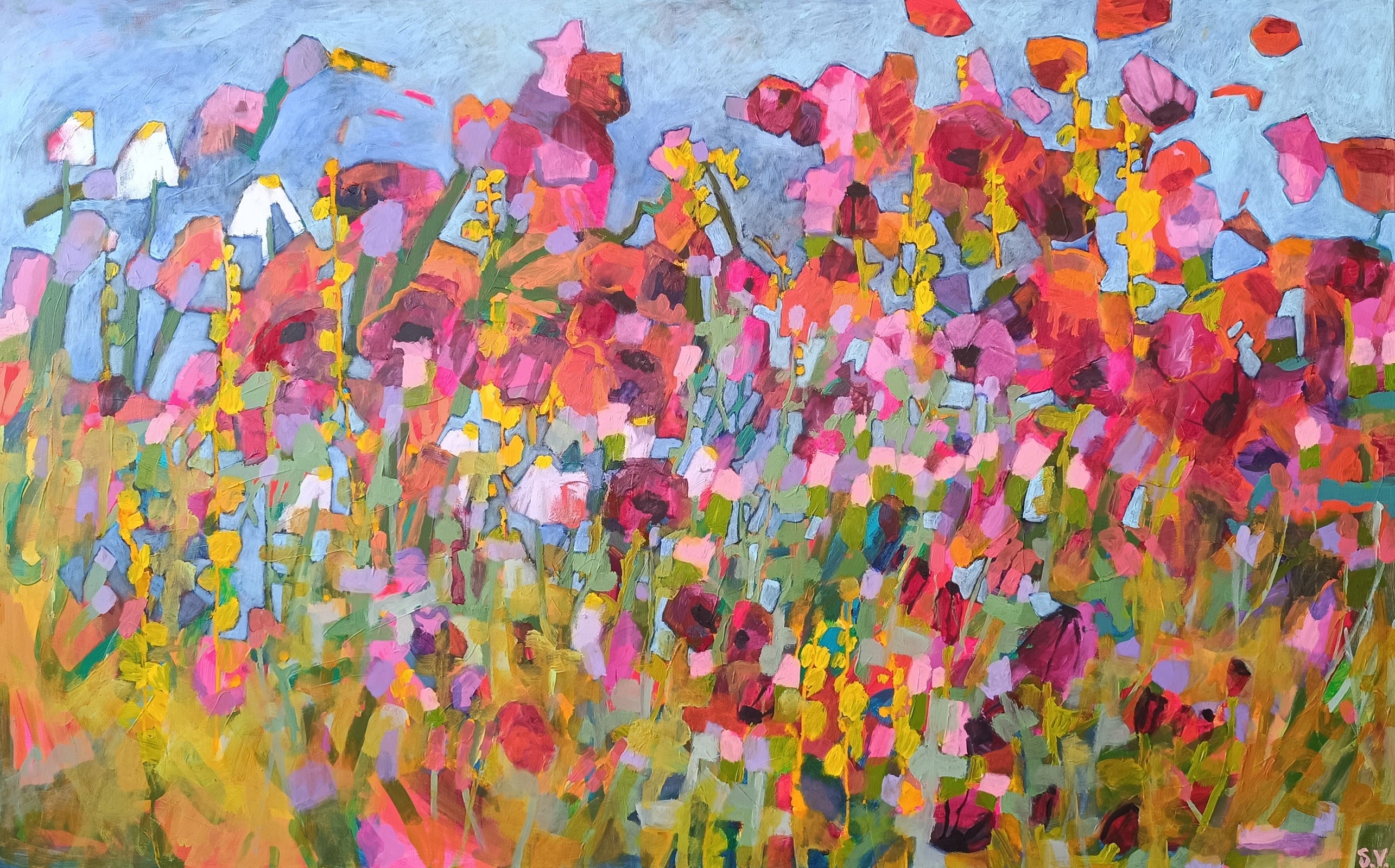 large abstract floral painting