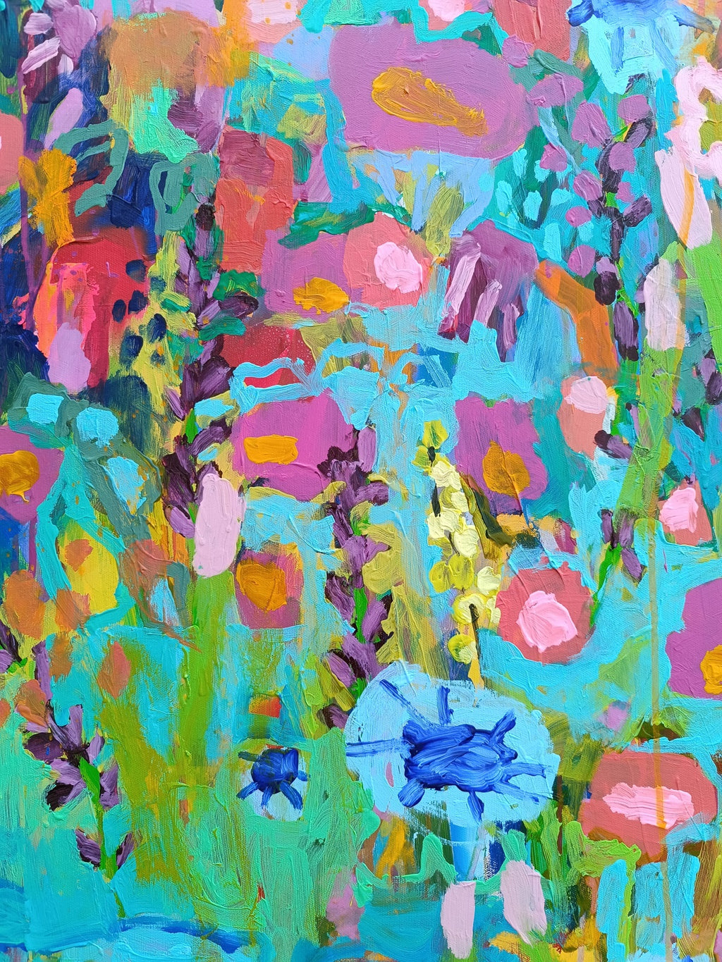 abstract pink floral artwork