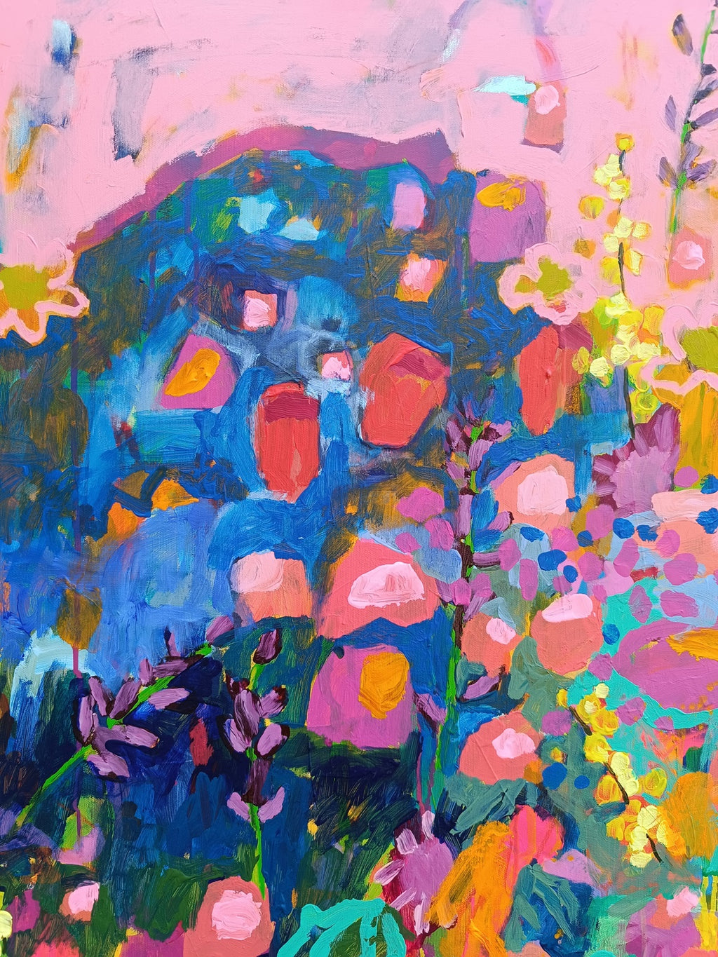 abstract pink floral artwork