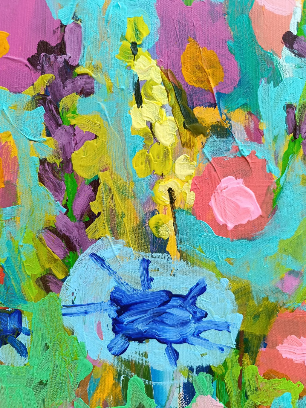 abstract pink floral artwork