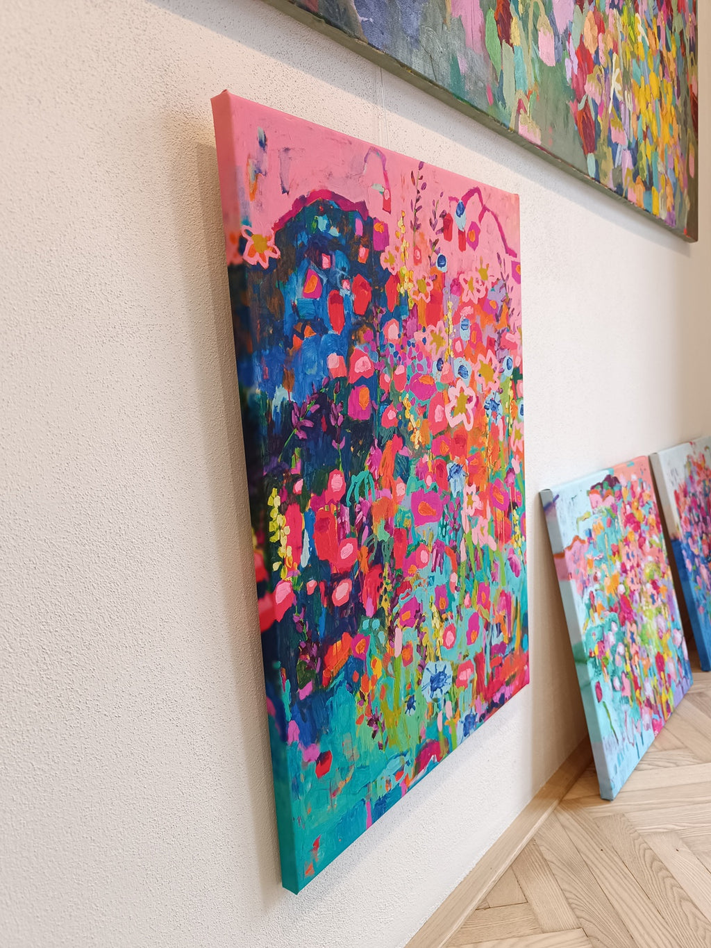 abstract pink floral artwork